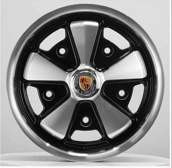 Rodas RC 911 aro 15 tala 4,5 e 6,5 furação 5X205 - off set 14 - Preta Diamantada - Fusca e Kombi