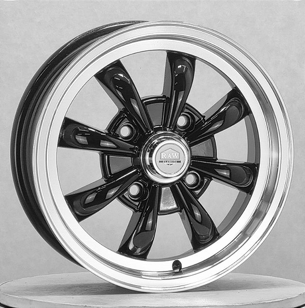 Jogo de Rodas 8 SPOKE Aro 15 tala 5,5 furação 4x130 offset 30 Preta Diamantada