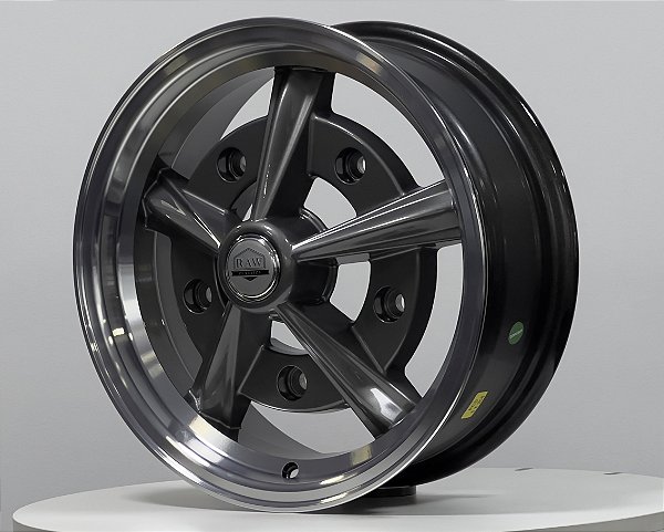 Jogo de Rodas Raider Aro 15 Tala 5,5 Furação 5x205 Grafite Diamantada
