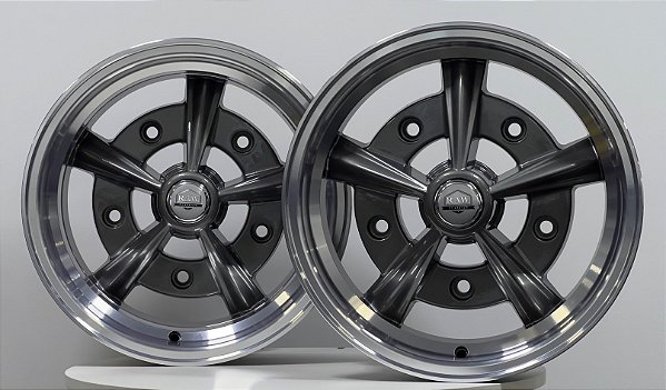 Jogo de Rodas Raider Aro 15 Tala 6,5 Furação 5x205 -20 Grafite Diamantada