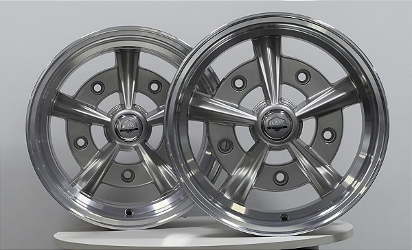 Jogo de Rodas Raider Aro 15 Tala 5,5 e 6,5 Furação 5x205 14 Prata Diamantada