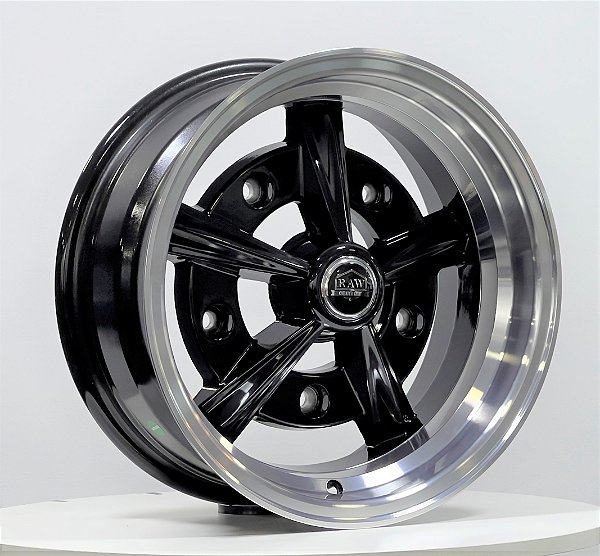 Jogo de Rodas Raider Aro 15 Tala 5,5 e 6,5 Furação 5x205 Offeset 14 e -20 Preta Diamantada