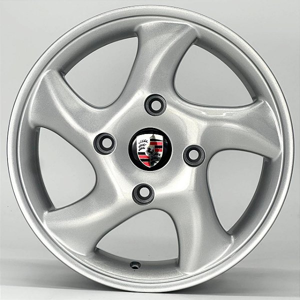 Jogo de Rodas Porsche CUP aro 15 tala 6 furação 4X130 offset 38 PRATA