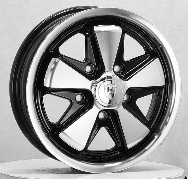 Jogo de Rodas FUCHS 911 Aro 15 tala 4,5 / 5,5 / 6,5 furação 5x112 Preta diamantada