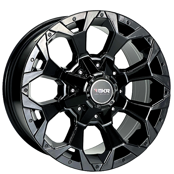 Jogo de Rodas OFF-ROAD Modelo M12 Aro 17 / tala 8 / furação 5x114, 5x120, 6x114 e 6x139 Offset 20 Preto e Preto Fosco Diamantado