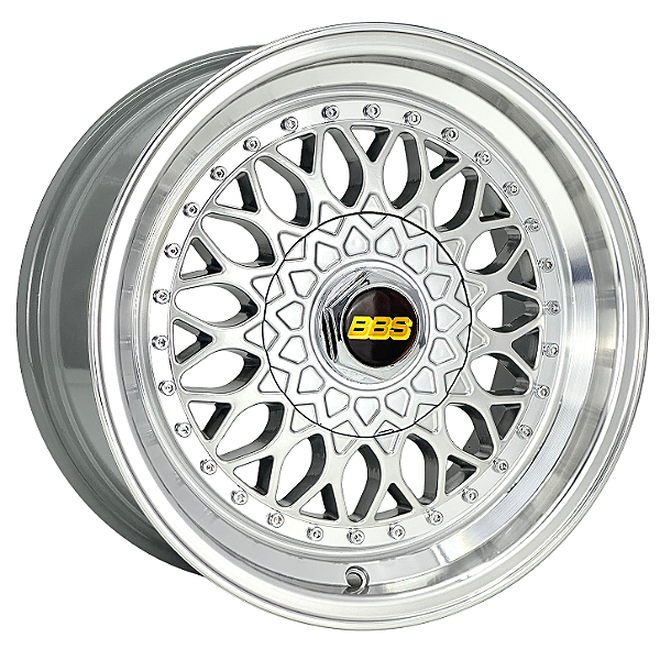 Jogo de Rodas BBS RS Aro 15 / tala 7 / furação 4x100 e 4x108 offset 30 Hyper Diamantado