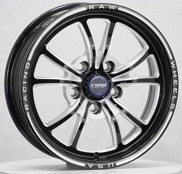 Roda Raw Racing Exocet / Aro 15 tala 5,5 / furação 5x114,3 / Off-set 3 / Black Milling