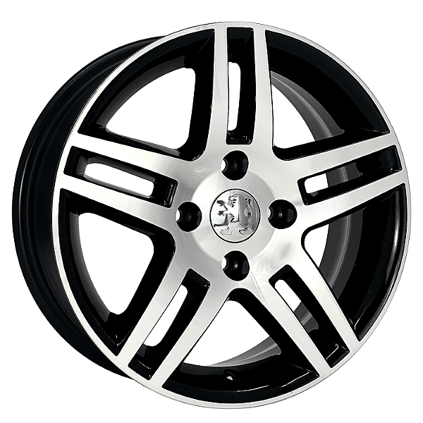 Jogo de Rodas Peugeot 308 Aro 15 / tala 6 / furação 4x108 Offset 25 Preto Diamantado e Grafite Fosco