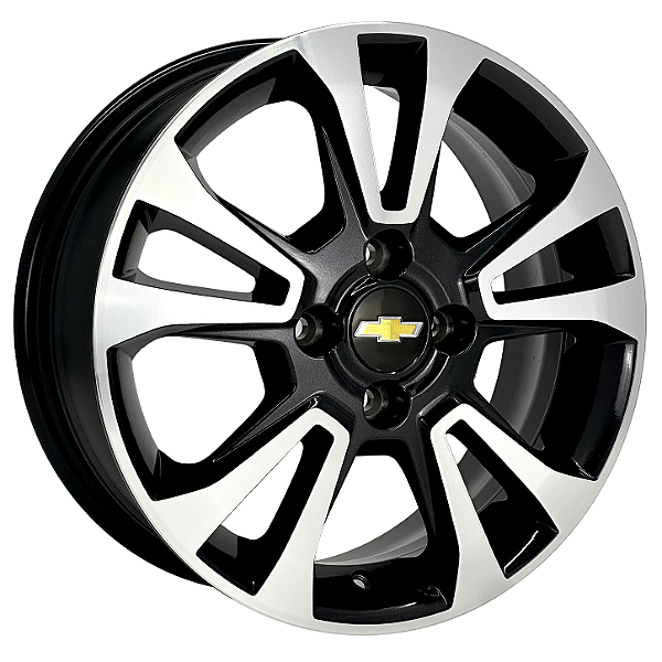 Jogo de Rodas KR R42 Onix LTZ Aro 14 / tala 6 / furação 4x100 Offset 39 Preto Diamantado