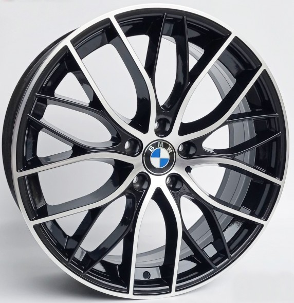 Jogo de Rodas BMW 335i Bi-turbo Aro 18 / tala 7 / furação 5x114 e 5x120 Offset 40 Preto Diamantado e Grafite Diamantado