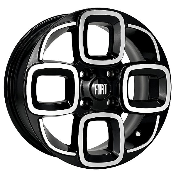 Jogo de Rodas KR R60 Modelo UNO SPORTING Aro 14 / tala 6 / furação 4x98 Offset 35 Preto Diamantado