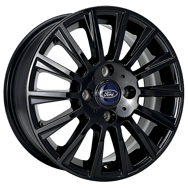 Jogo de Rodas KR R66 Fiesta Sport Aro 14 / tala 6 / furação 4x108 Offset 30 Preto e Prata Especial