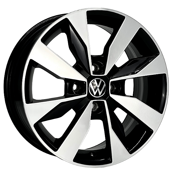 Jogo de Rodas KR R74 VW Gol 2017 Aro 15 / tala 6 / furação 4x100 Offset 36 Preto Diamantado