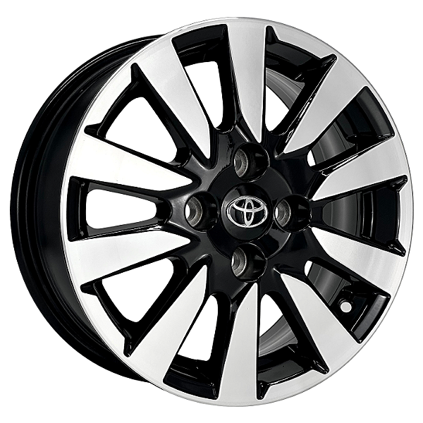 Jogo de Rodas KR R81 Etios Aro 14 / tala 6 / furação 4x100 Offset 35 Preto Diamantado