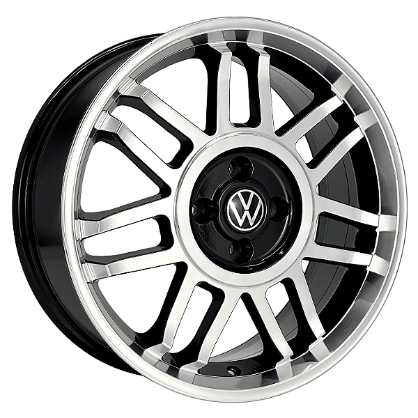 Jogo de Rodas KR R83 MODELO GOL GT SNOWFLAKE Aro 17 / tala 6 e 7 / furação 4x100 Offset 40 e 42 Preto Diamantado