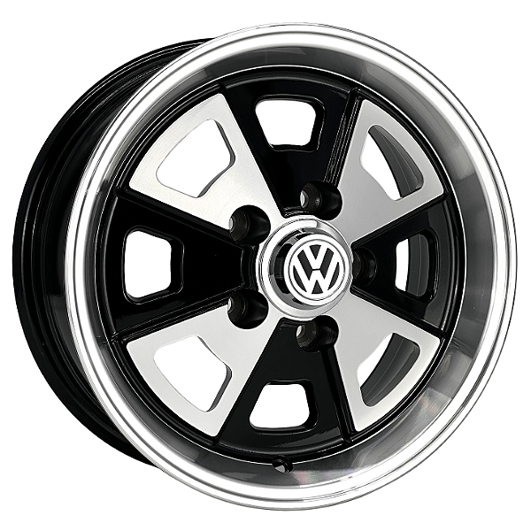 Jogo de Rodas KR R84 Modelo VW Porsche Aro 14 / tala 6 / furação 4x130 e 5x112 Offset 27 Preto Diamantado, Grafite Diamantado e Prata Diamantado