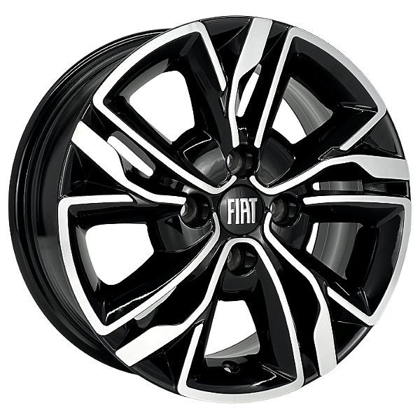 Jogo de Rodas KR R88 MODELO UNO SPORTING GSR Aro 14 / tala 6 / furação 4x98 Offset 35 Preto Diamantado