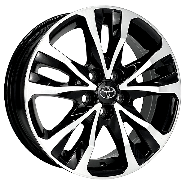 Jogo de Rodas KR R89 MODELO COROLLA XRS Aro 16 / tala 6 / furação 5x100 Offset 39 Preto Diamantado e Grafite Diamantado