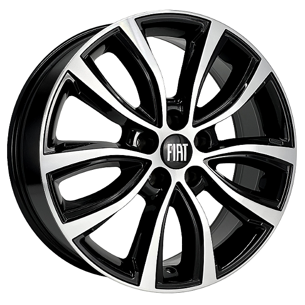 Jogo de Rodas KR S02 MODELO FIAT TORO Aro 16 / tala 6 / furação 5x110 Offset 28 Preto Diamantado e Grafite Diamantado