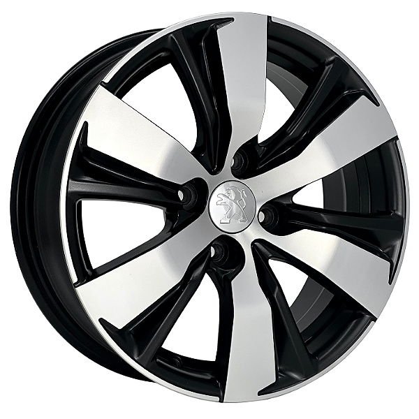 Jogo de Rodas KR S05 Peugeot 2008 Aro 16 / tala 6 / furação 4x108 Offset 20 Preto Fosco Diamantado