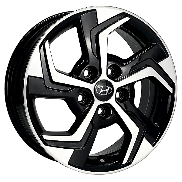 Jogo de Rodas Kr S08 Modelo Creta Sport Aro 16 / tala 6 / furação 5x114 Offset 43 Preto Diamantado