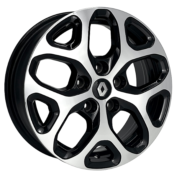 Jogo de Rodas Kr S12 Modelo Captur Intense Aro 16 / tala 6 / furação 5x114 Offset 43 Preto Diamantado
