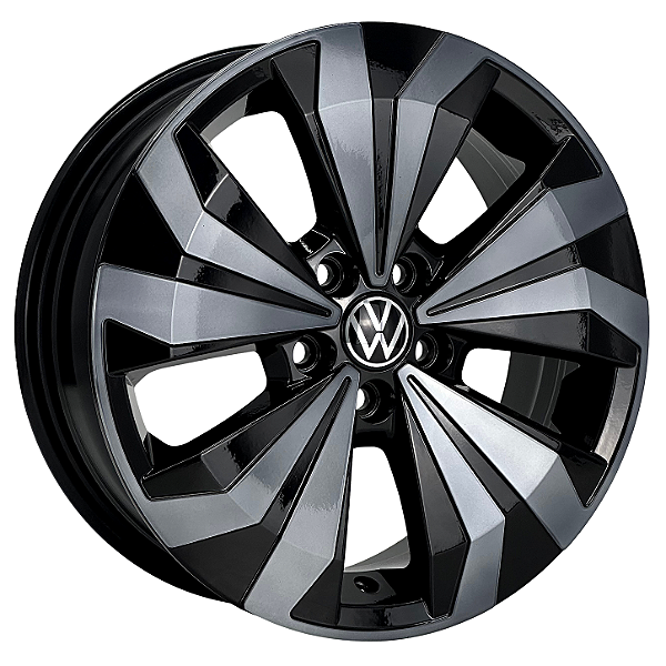 Jogo de Rodas KR S25 250 TSI Aro 16 / tala 6 / furação 5x100 Offset 35 Preto Diamantado e Preto Brilhante