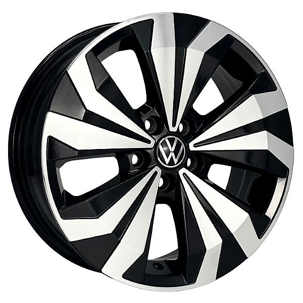 Jogo de Rodas KR S25 250 TSI Aro 17 / tala 7 / furação 5x100 Offset 39 Preto Diamantado e Preto Brilhante