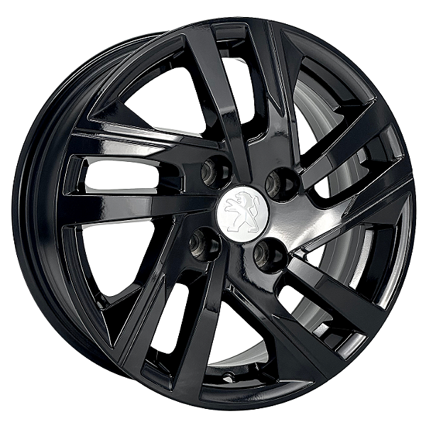 Jogo de Rodas KR S38 MODELO PEUGEOT 208 GRIFFE Aro 15 / tala 6 / furação 4x108 Offset 25 Preto, Preto Diamantado e Grafite Diamantado