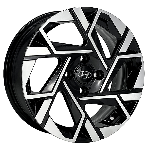 Jogo de Rodas KR S42 MODELO HB20 PLATINUM Aro 14 / tala 6 / furação 4x100 Offset 38 Preto Diamantado e Grafite Diamantado