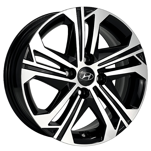 Jogo de Rodas KR S52 HB20 Platinum Aro 15 / tala 6 / furação 4x100 Offset 41 Preto Diamantado e Grafite Diamantada
