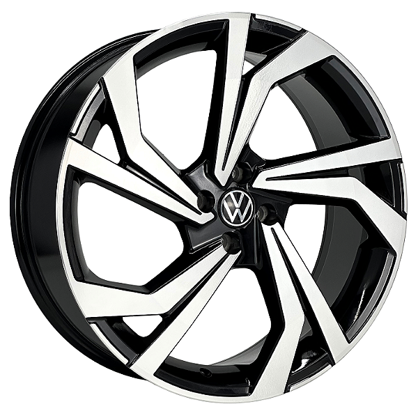 Jogo de Rodas KR S54 Modelo Jetta Gli Aro 18 / tala 6 e 7 / furação 4x100, 5x100 e 5x112 Offset 40, 42 e 45 Preto Diamantado e Preto Brilhante