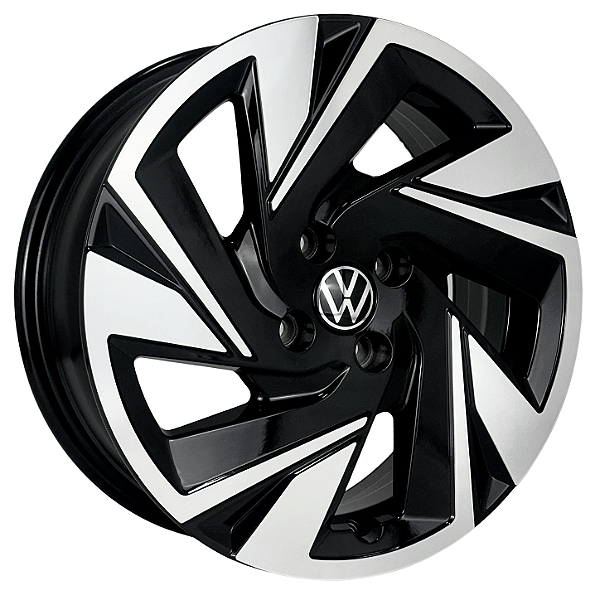 Jogo de Rodas KR S59 Nivus Highline Aro 16 / tala 6 / furação 4x100 e 5x100 Offset 35 Preto Diamantado e Preto Brilhante