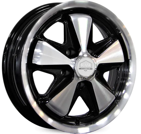Jogo de Rodas KR FUCHS Fusca Kombi Vw Aro 15 / tala 6 / furação 4x130 e 5x112 Offset 28 Preto Diamantado