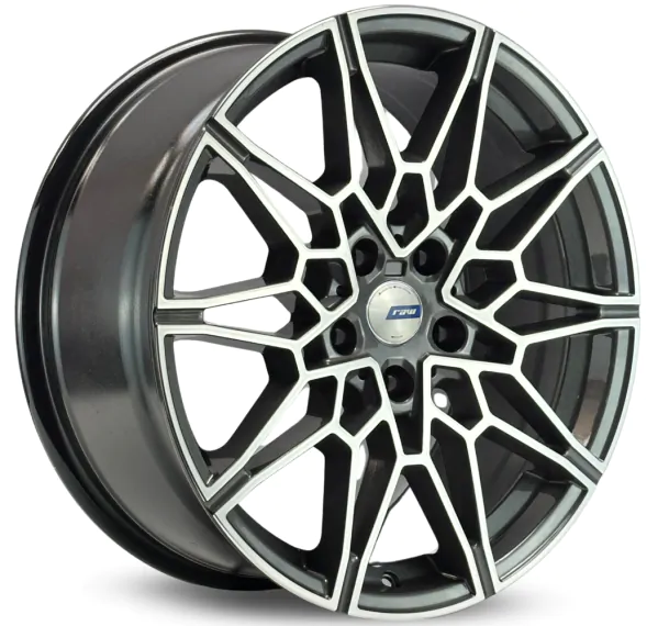 Jogo de Rodas RAW BMW M3 G80 Aro 19 / tala 8 e 9 / furação 5x112 e 5x120 Offset 27, 35 e 42 Grafite Diamantado, Preto e Preto Diamantado