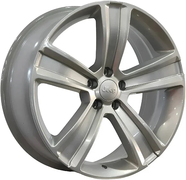 Jogo de Rodas Jeep Compass Aro 20/ Renegade / Rampage / tala 8 / furação 5x110 Offset 35 Prata e Preto