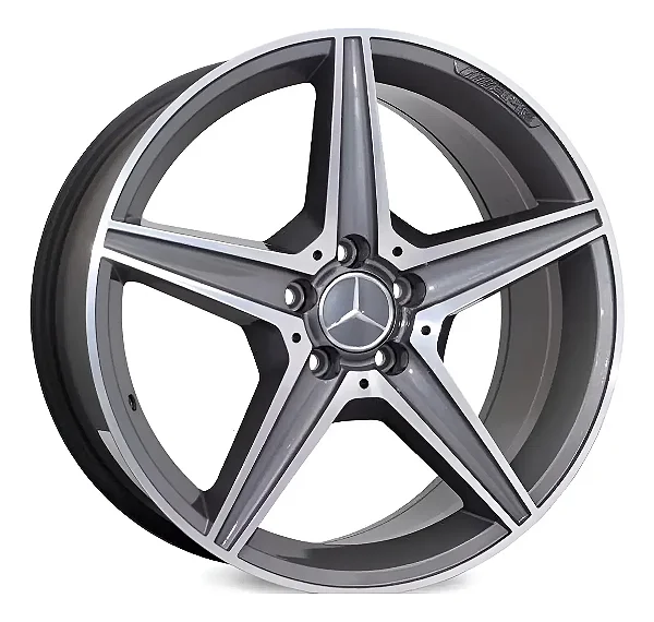 Jogo de Rodas RAW Mercedes-Benz C250 Aro 18 / tala 8 e 8,5 / furação 5x112 Offset 45 e 48 Grafite Diamantado e Preto Diamantado