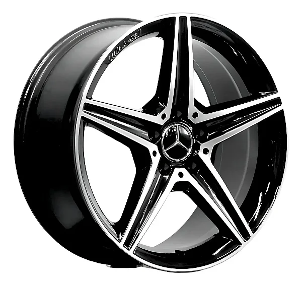 Jogo de Rodas RAW Mercedes-Benz C250 Aro 19 / tala 8 / furação 5x112 Offset 45 Preto Diamantado