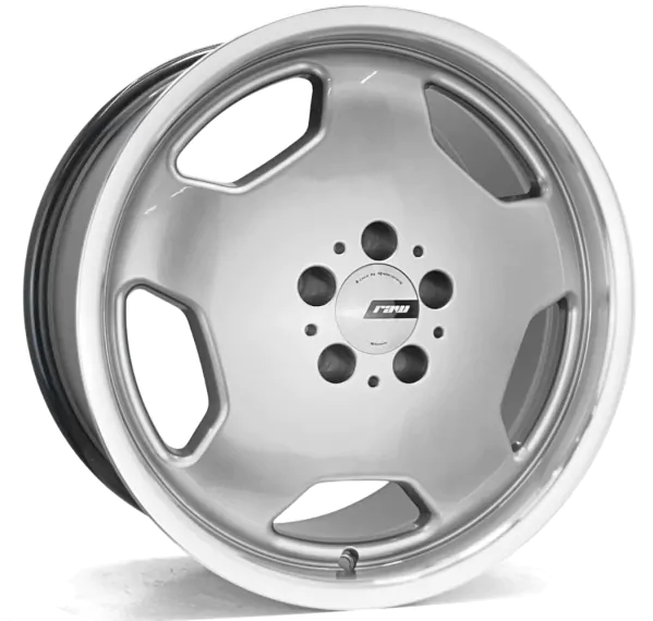 Jogo de Rodas RAW Mercedes Monoblock Aro 18 / tala 8,5 / furação 5x112 Offset 35 Prata Diamantado