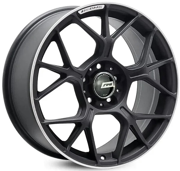Jogo de Rodas RAW Mercedes AMG GT Coupe Aro 18 / tala 8,5 / furação 5x112 Offset 48 Preto Fosco Borda Diamantado e Preto Borda Diamantado