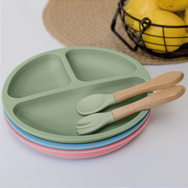Kit Talheres em Silicone e Bambu Buba