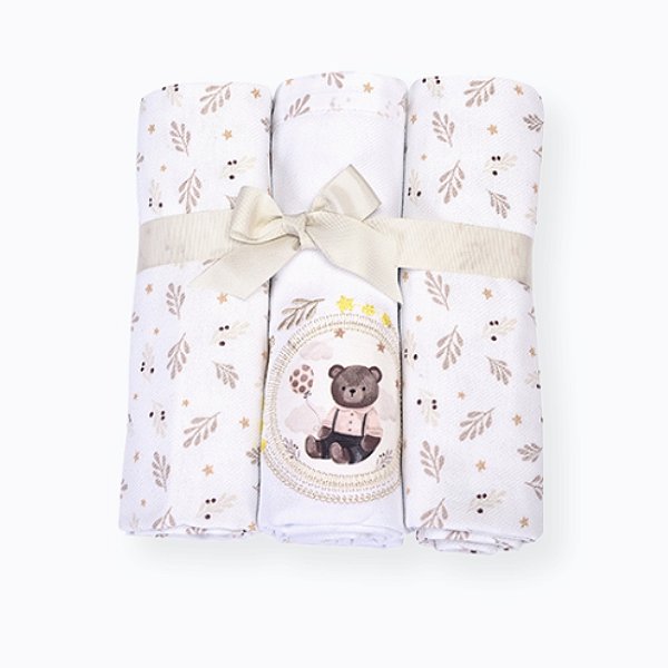 Kit Cueiros Muito Mimo com 3 Unidades 80x80cm