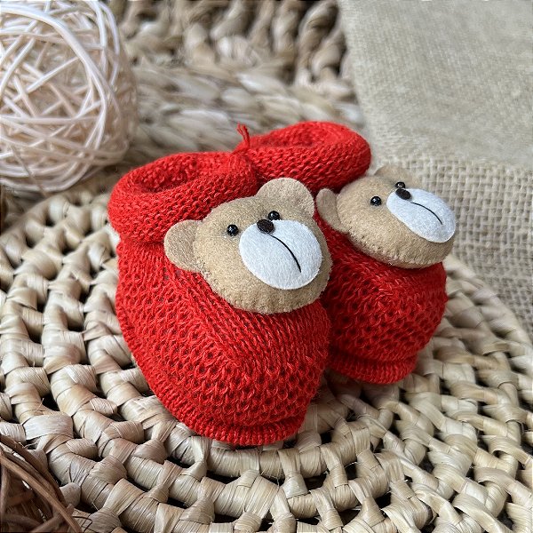 Sapatinho de Tricô Urso