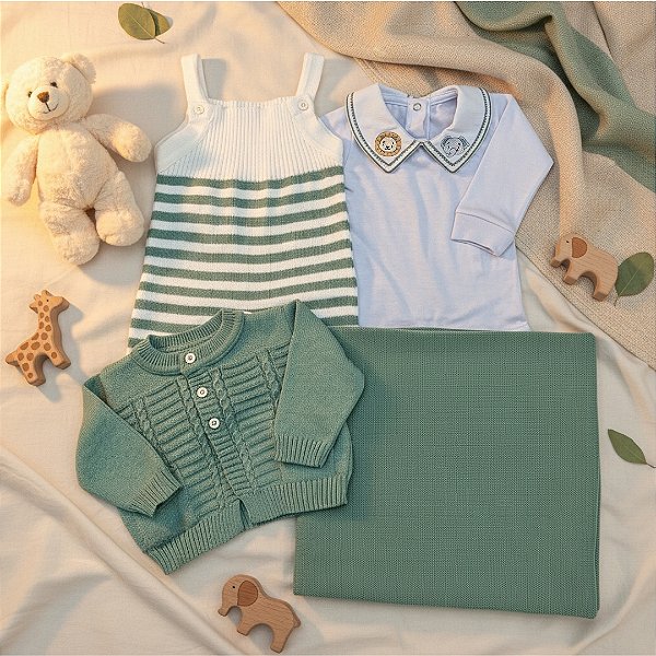 Saída Maternidade Tricô Safari Luxo Mundo Colorido