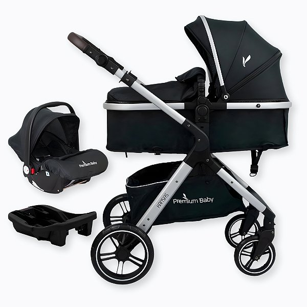 Carrinho de Bebê + Bebê Conforto + Base Veicular Travel System Kansas - Premium Baby