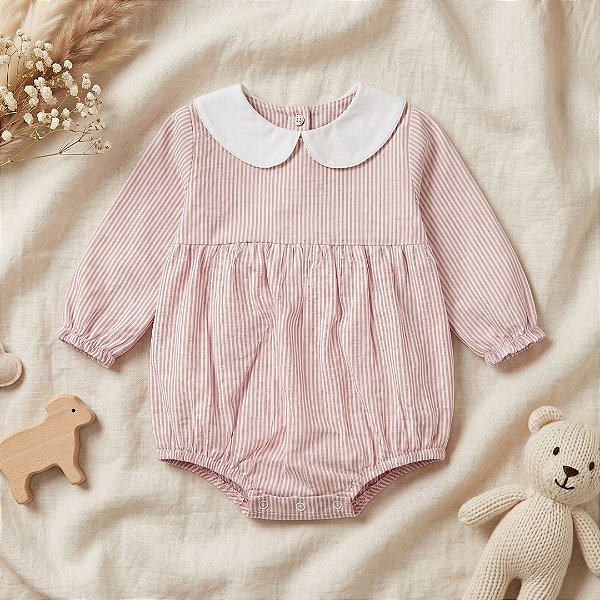 Romper Manga Longa Gola Bordada Personalizável