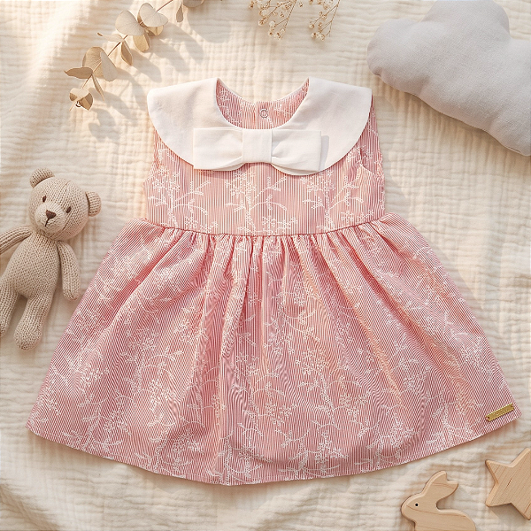Vestido Princesa Gola Branca com Laço