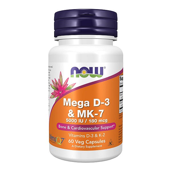 NOW Foods, Mega Vitamina D3 e Mk-7 60 Cápsulas
