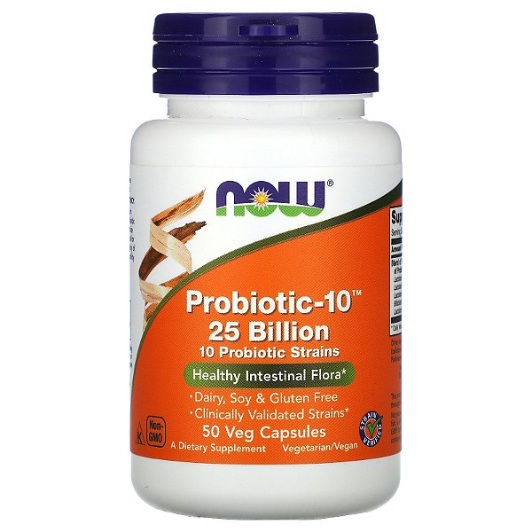 NOW Foods, Probiótico 10 25 Bilhões 50 Cápsulas