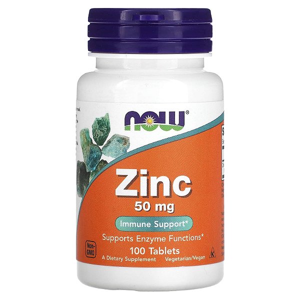 NOW Foods, Zinco 50mg 100 Comprimidos